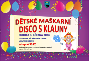 Dětské maškarní DISCO s klauny - 9.3.2024 1
